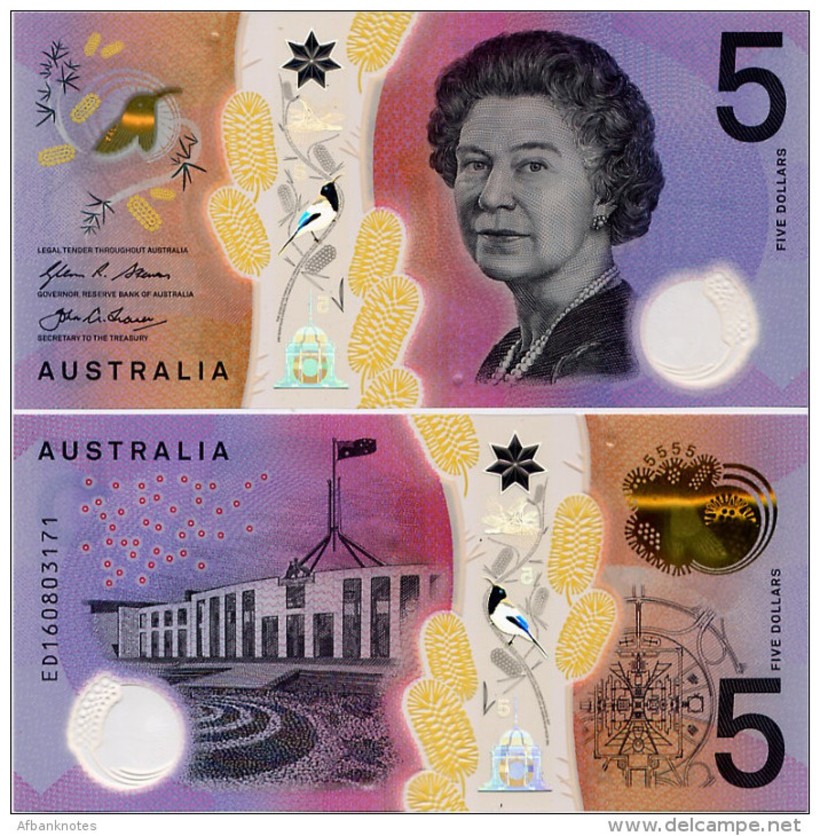 AUSTRALIA       5 Dollars       P-62       (20)16       UNC - 2005-... (Polymer)