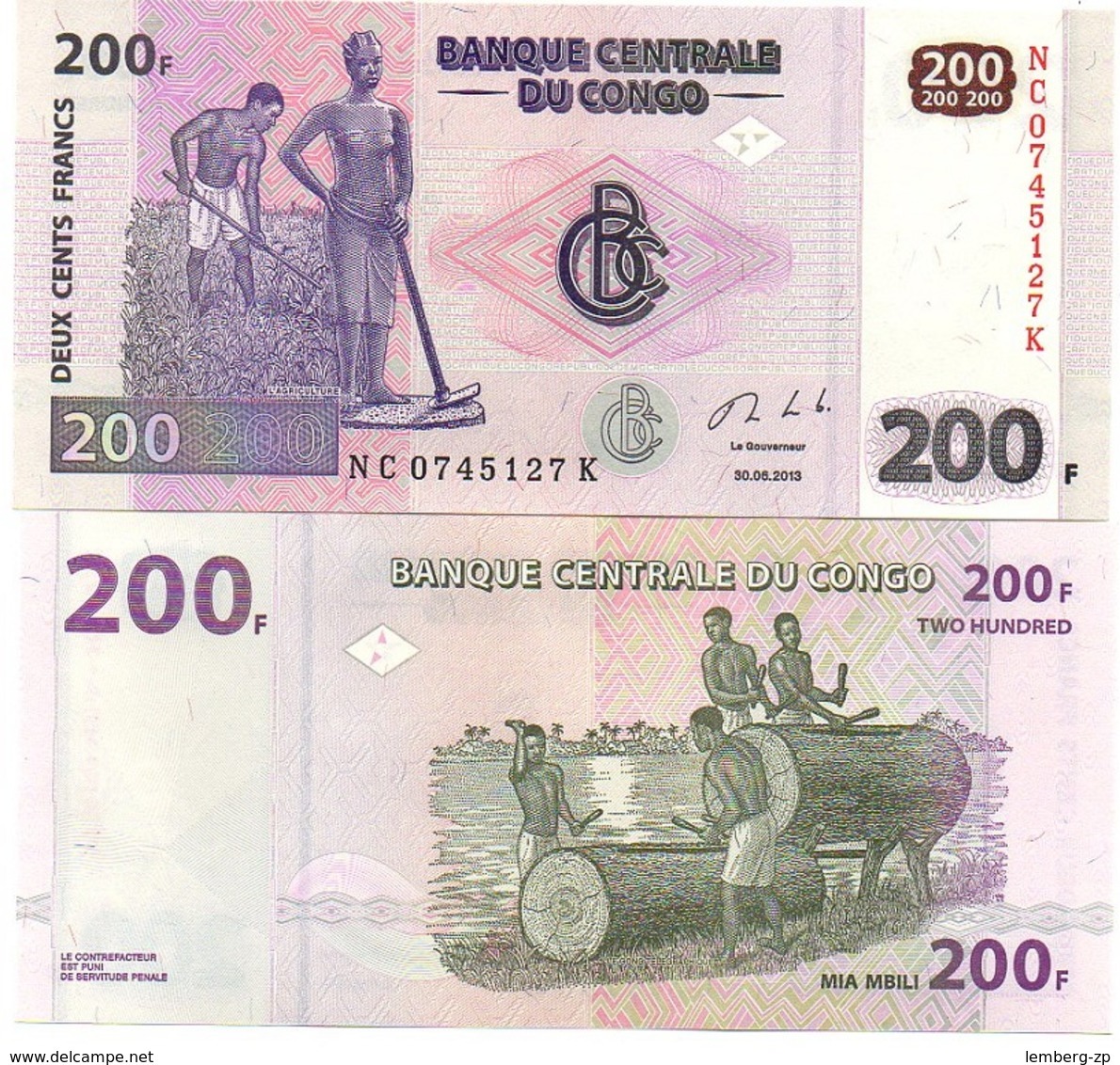 Congo DR - 200 Francs 2013 AUNC Lemberg-Zp - Democratic Republic Of The Congo & Zaire