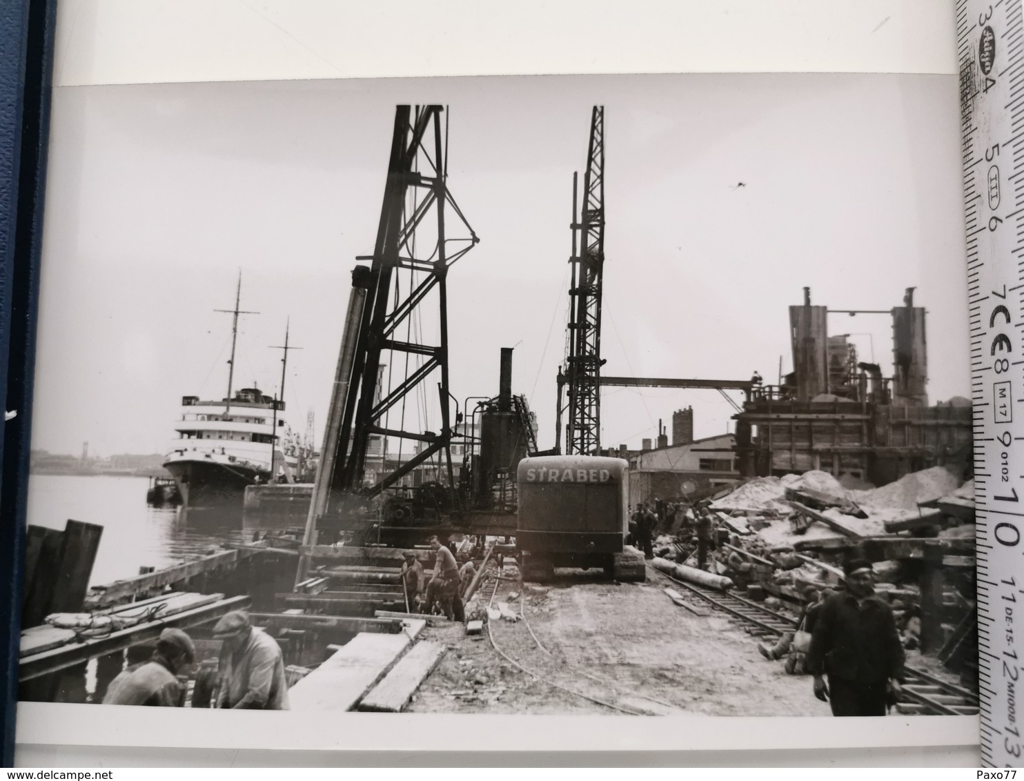 Photo Original 1950, Ostende Constr. Murs Quais Car Ferry - Oostende