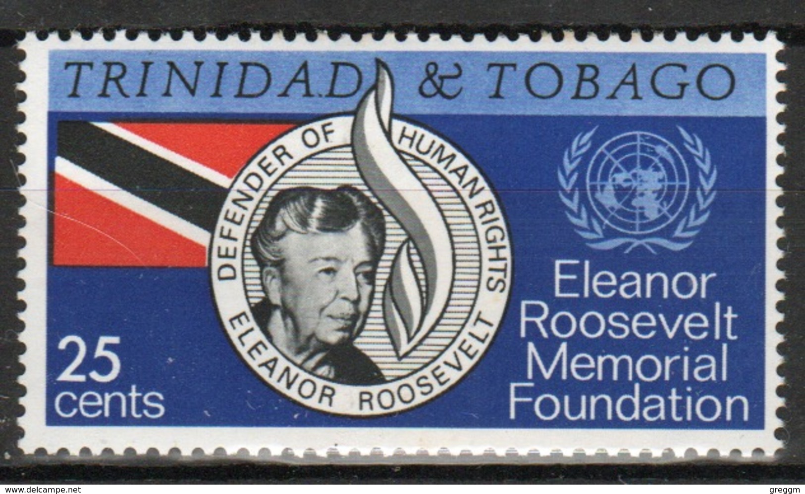 Trinidad And Tobago 1965 Single Stamp To Celebrate Eleanor Roosevelt Memorial. - Trinidad & Tobago (1962-...)