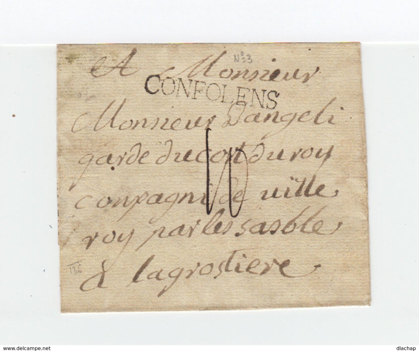 Sur Partie De L. De 1776 Pour Les Sables à Lagrostière Marque Linéaire 45X6 Confolens Charente. Taxe Manuscrite. (2296x) - 1701-1800: Précurseurs XVIII