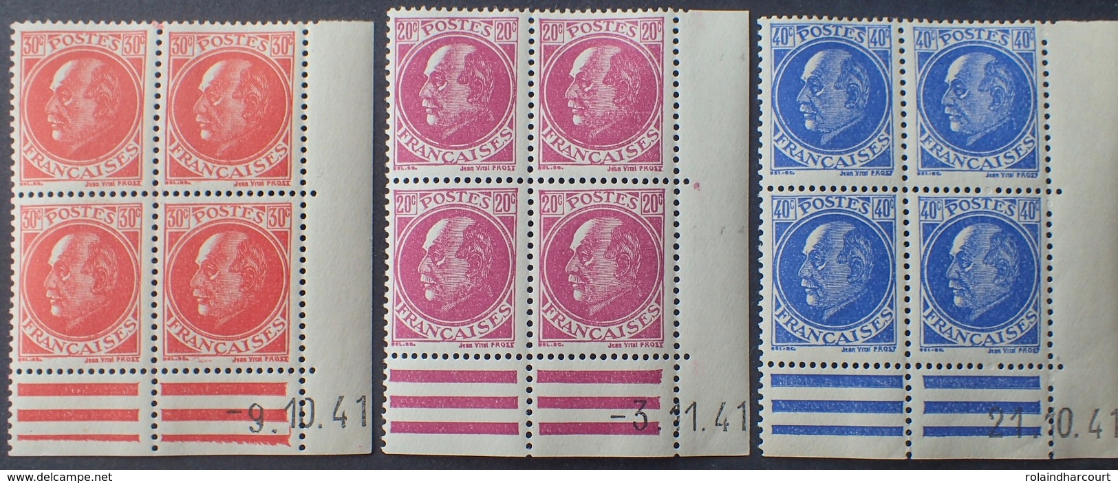 R1947/171 - 1941 - TYPE PETAIN - N°505 à 507 TIMBRES NEUFS** CdF Datés - 1940-1949