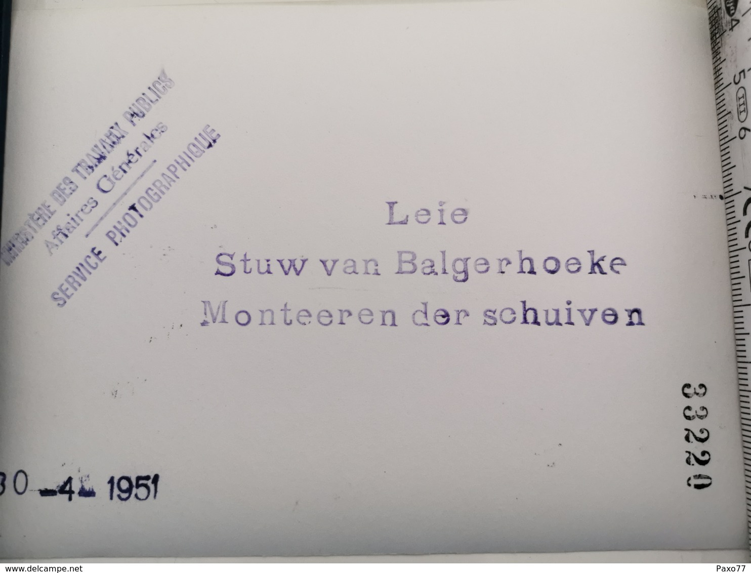 Photo Original 1951, Leie, Stuw Van Balgerhoeke, Monteeren Der Schuiven - Autres & Non Classés