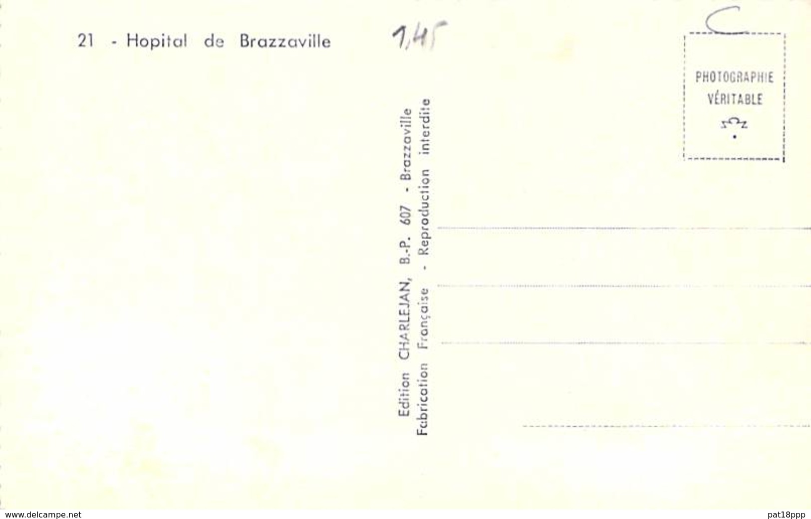 AFRIQUE NOIRE - CONGO Brazzaville - L'HOPITAL - Jolie CPSM Dentelée Noir Et Blanc PF - Black Africa - Brazzaville