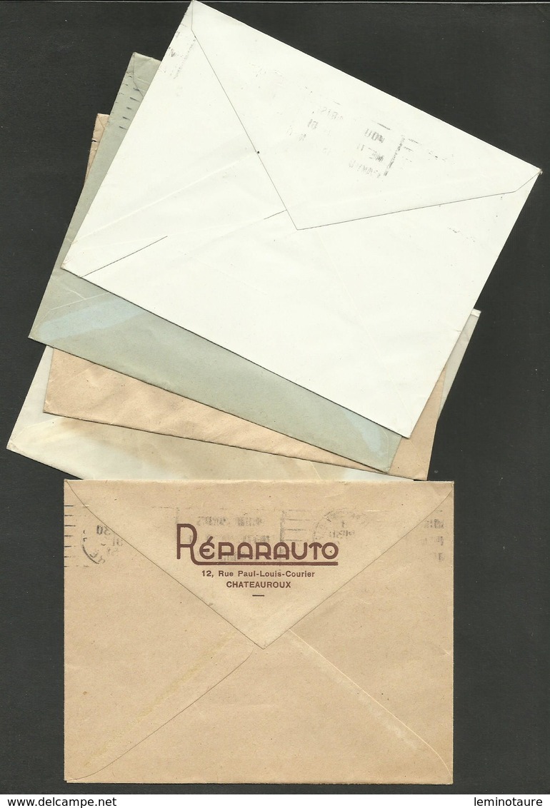 36 - INDRE / CHATEAUROUX / Lot 6 Enveloppes Commerciales / Facture 12F Marianne De Gandon / Années 1951 & 1952 - 1921-1960: Modern Period