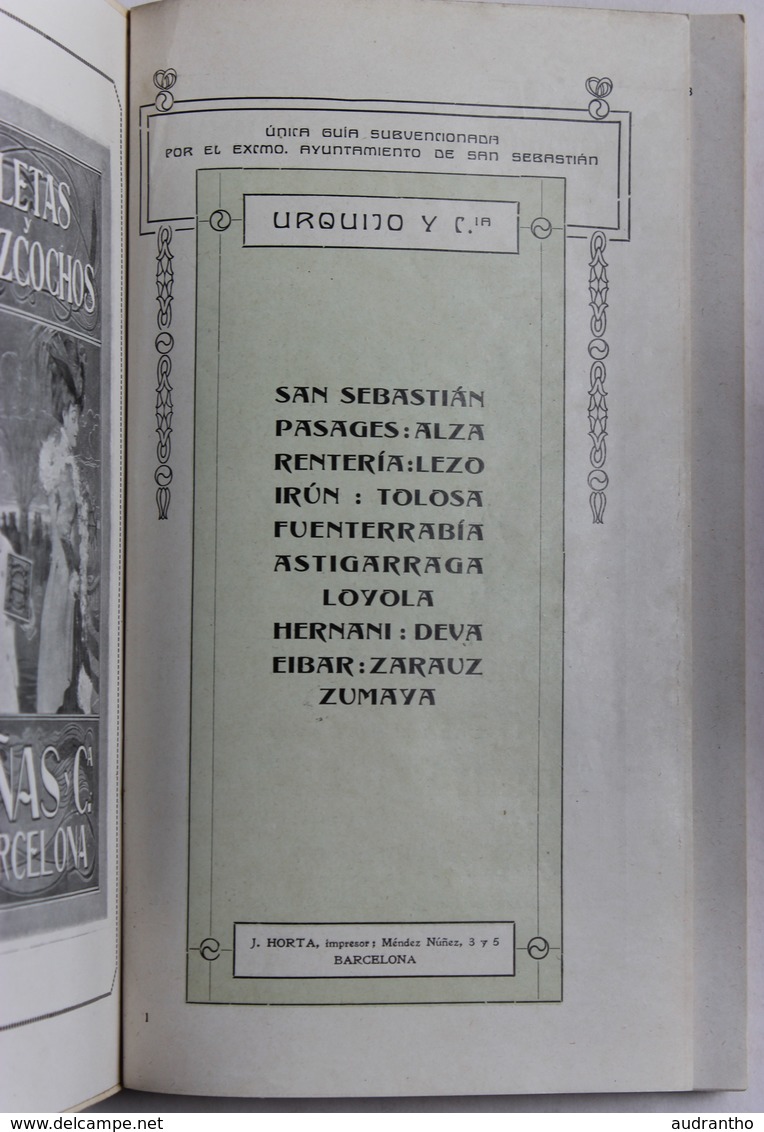 Rare Guia Ilustrada Para El Viajero En San Sebastian 1911 Beau Guide Illustré De 145 Pages San Sébastien Hotchkiss - Aardrijkskunde & Reizen