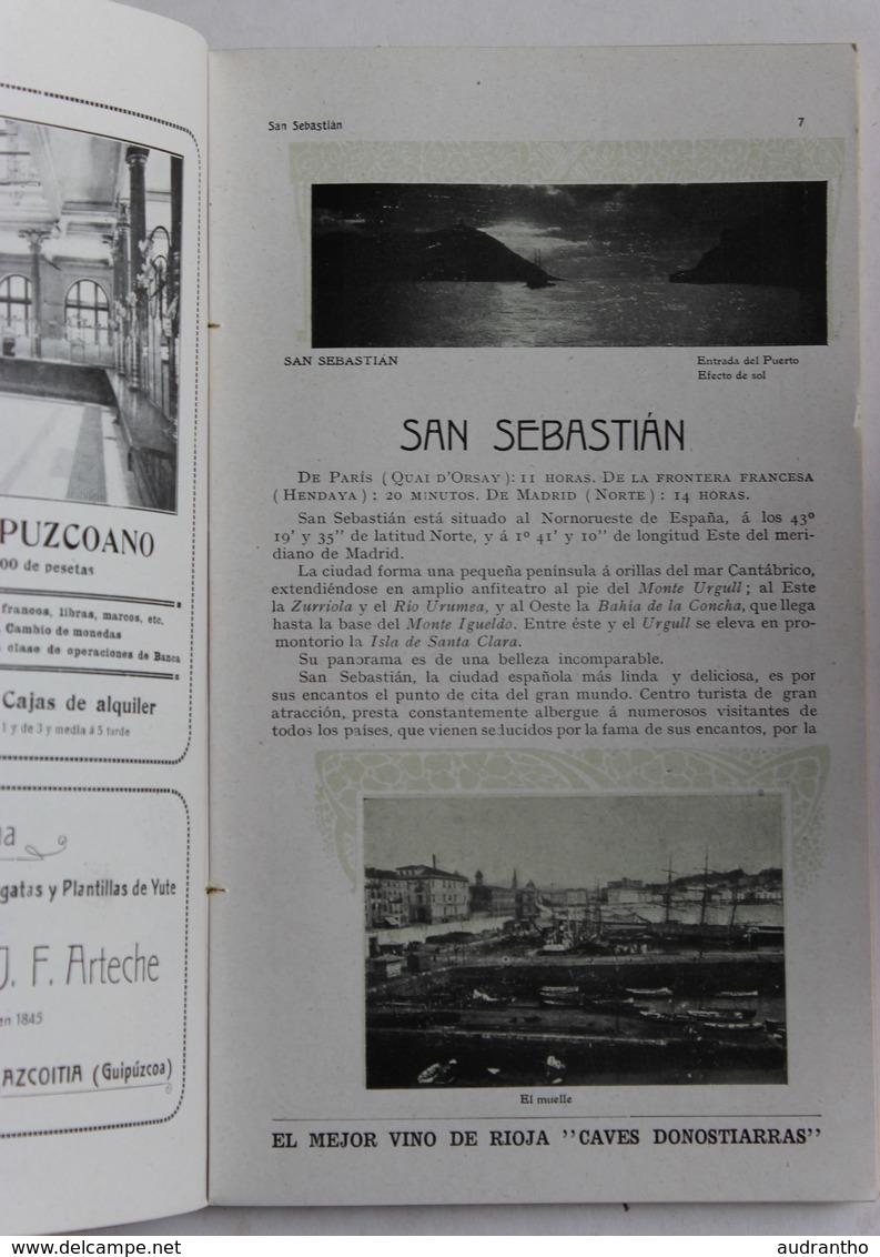 rare guia ilustrada para el viajero en San Sebastian 1911 beau guide illustré de 145 pages San Sébastien Hotchkiss