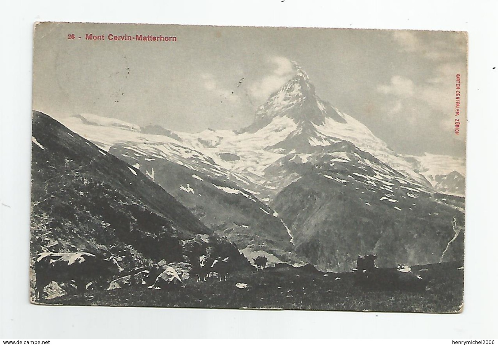 Suisse Valais - Mont Cervin Matterhorn Vaches Ed Marten Centralen Zurich - Autres & Non Classés