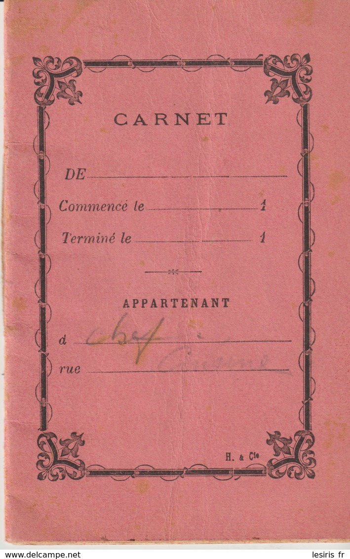 CARNET - APPARTENANT - CHEF DE CUISINE - DÉPENSES HEBDOMADAIRES - Documentos Históricos