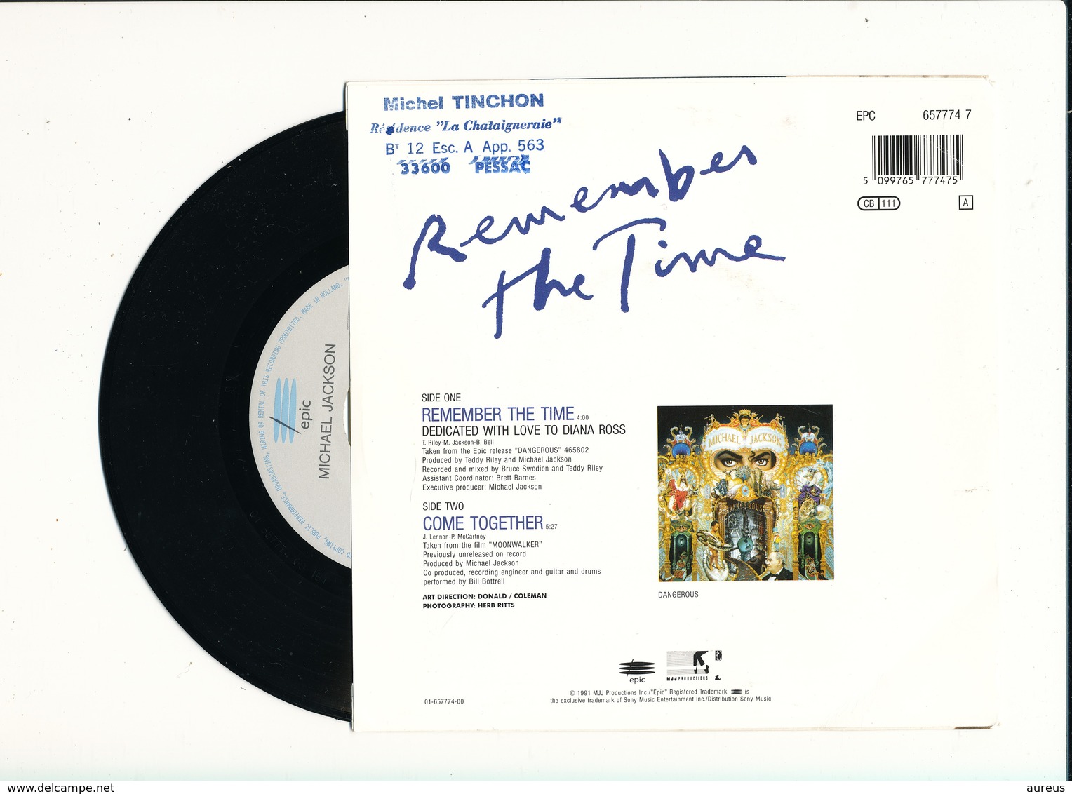 MICHAEL JACKSON " REMEMBER THIS TIME " Disque EPIC 1991   TRES BON ETAT - Rock