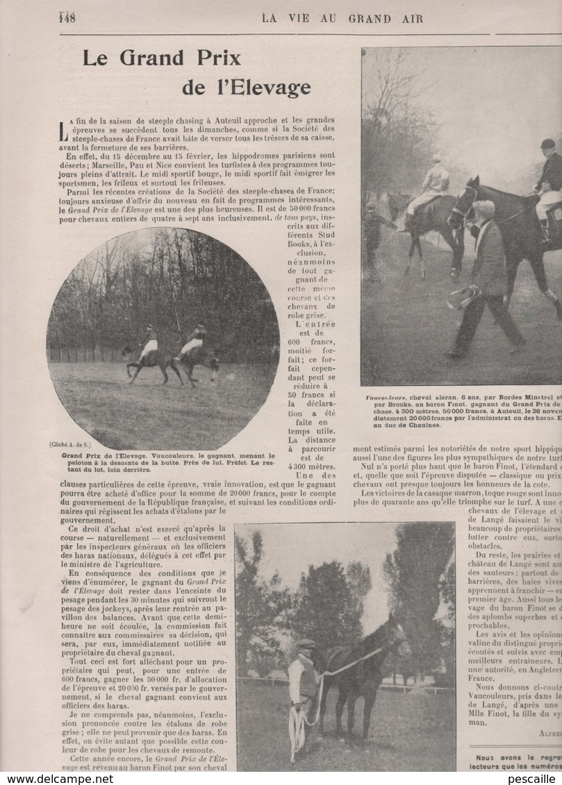 LA VIE AU GRAND AIR 10 12 1899 - CHAMPIONNAT DU MONDE DE LUTTE - MONGOLIE PESTE - CHASSE PALOMBES - CYCLES ANCIENS - - Revistas - Antes 1900