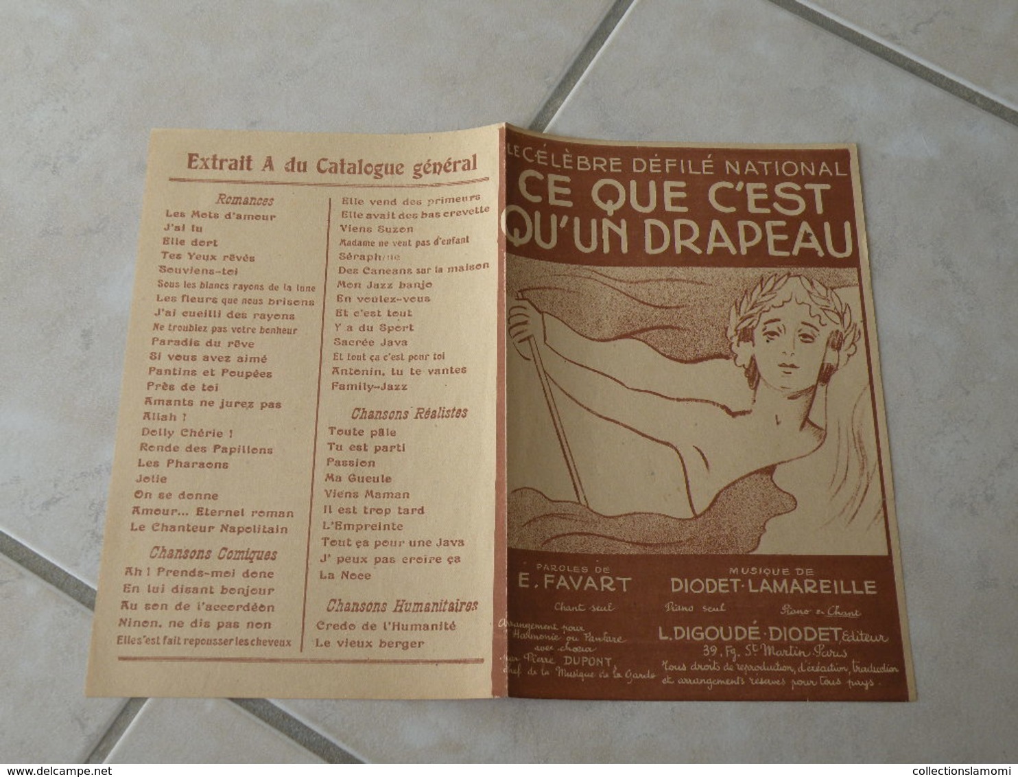 Ce Que C'est Qu'un Drapeau -(Paroles E. Favart)-(Musique Diodet La Mareille) Partition 1909 - Chansonniers