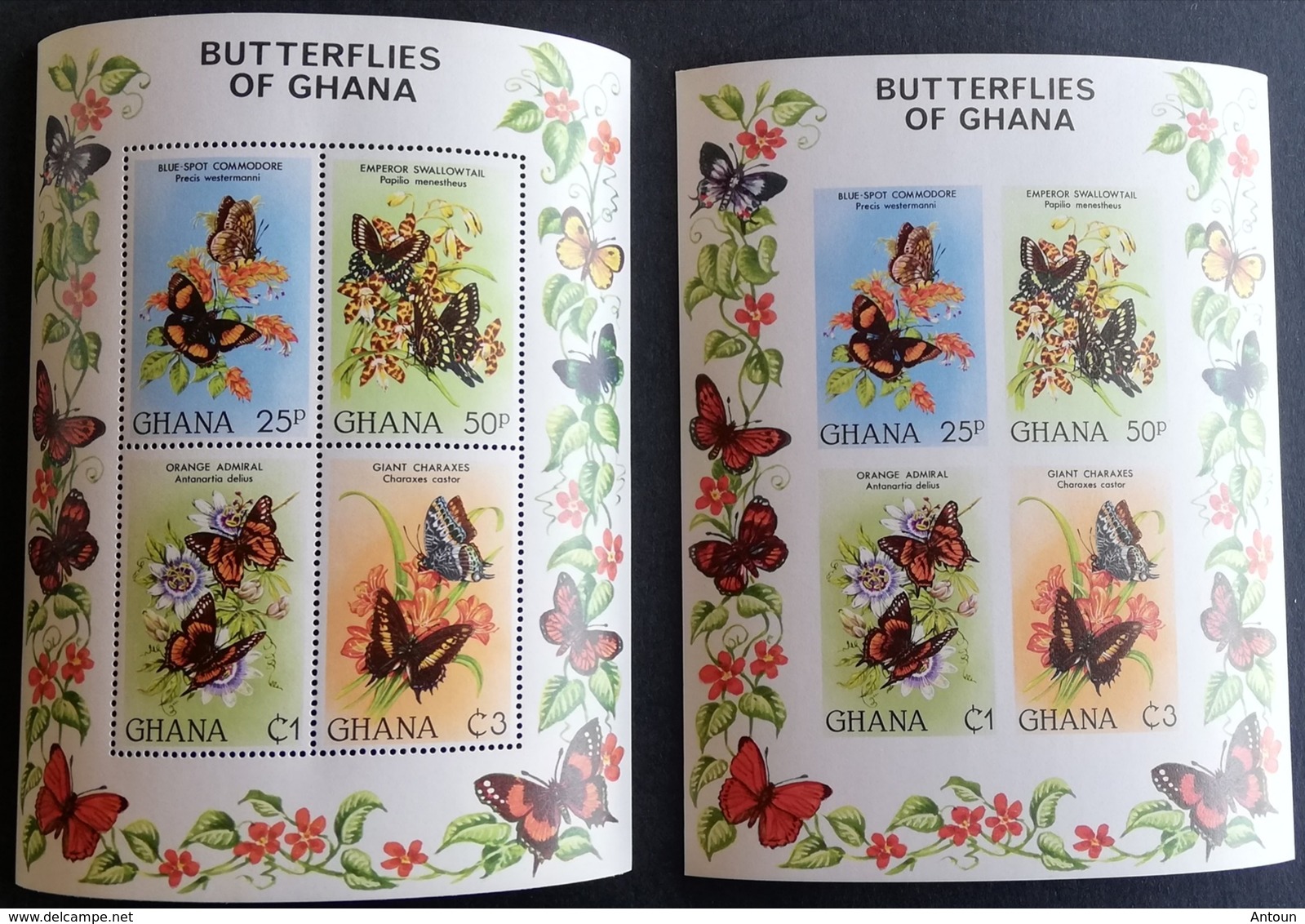 Ghana  1982 Butterflies S/S Perf,and Imperf - Ghana (1957-...)