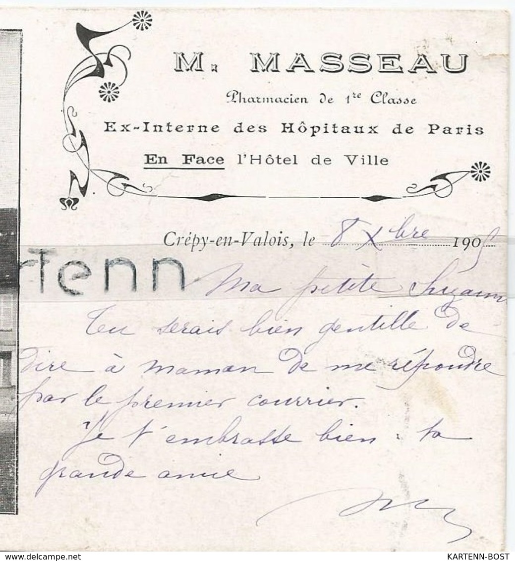 60 - Crepy En Valois - Eglise Saint Denis - Publicité - M. Masseau - Pharmacien - Crepy En Valois