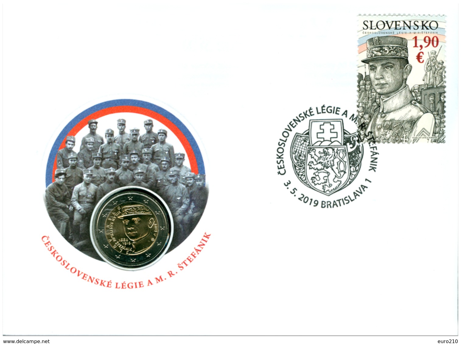 SLOVAQUIE - 2 Euro 2019 - Stefanik  - ENVELOPPE PHILATELIQUE - Slovakia