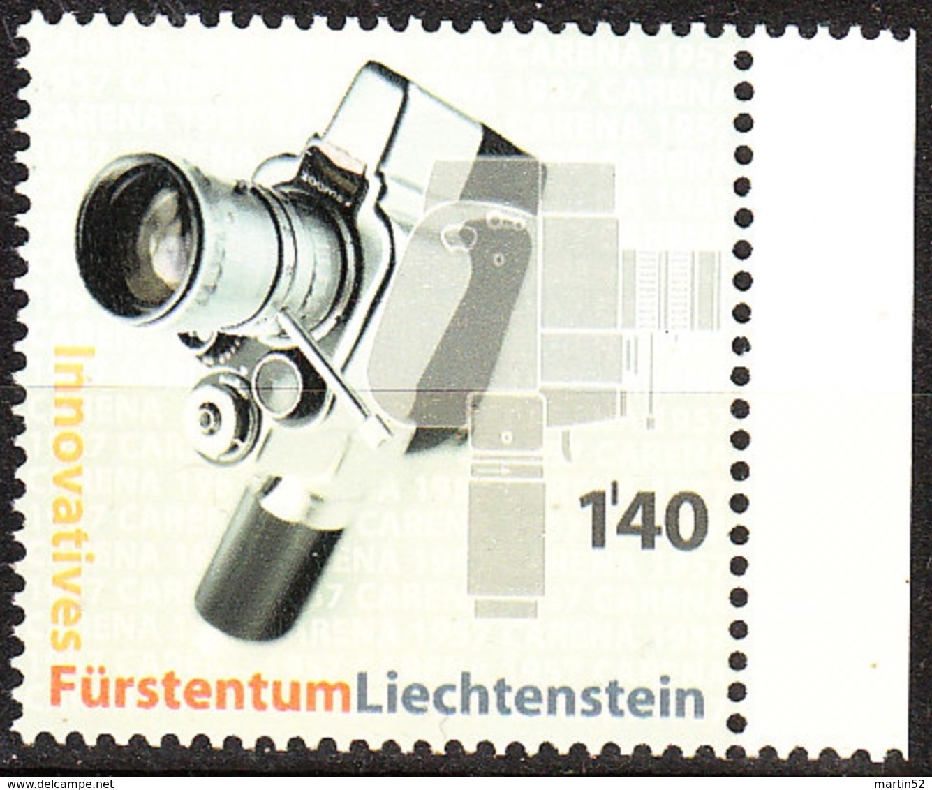 Liechtenstein 2006: Zu 1375 Mi 1432 Yv 1373 CARENA Filmkamera - Caméra  ** MNH (Zu CHF 3.50) - Cinéma