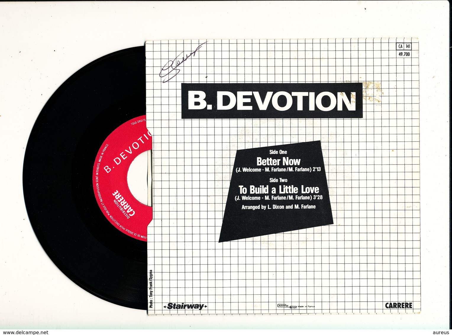 B. DEVOTION " BETTER NOW " Disque  CARRERE 1980 TRES BON ETAT - Rock