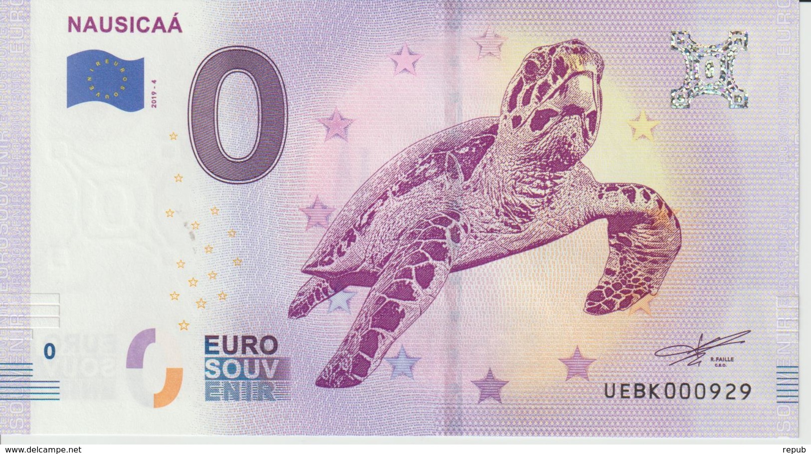 Billet Touristique 0 Euro Souvenir France 62 Nausicaa 2019-4 N°UEBK000929 - Essais Privés / Non-officiels