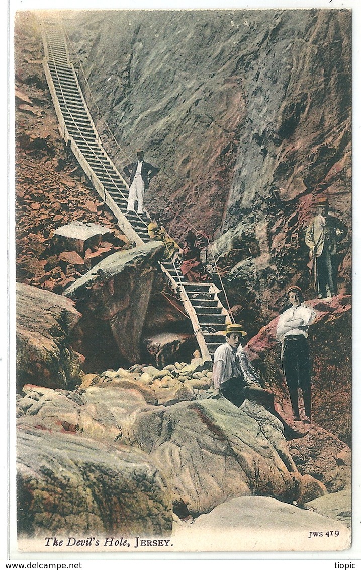 Superbe Cpa Couleur De  JERSEY  (  Royaume-Uni )  En 1900  -  The  Devil's Hole .         T.B.E. - Autres & Non Classés