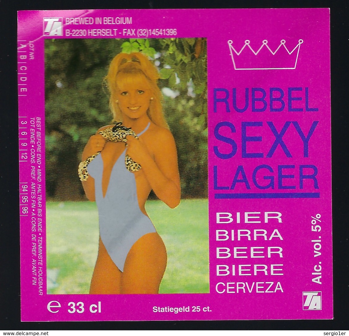 Etiquette Biere Belge Rubbel Sexy Lager   -% 33-cl   Brasserie Herselt Belgique - Bière