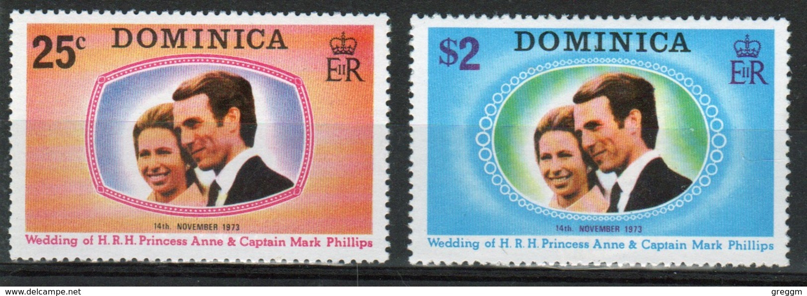 Dominica Set Of Stamps To Celebrate Royal Wedding Of 1973 - Dominica (...-1978)