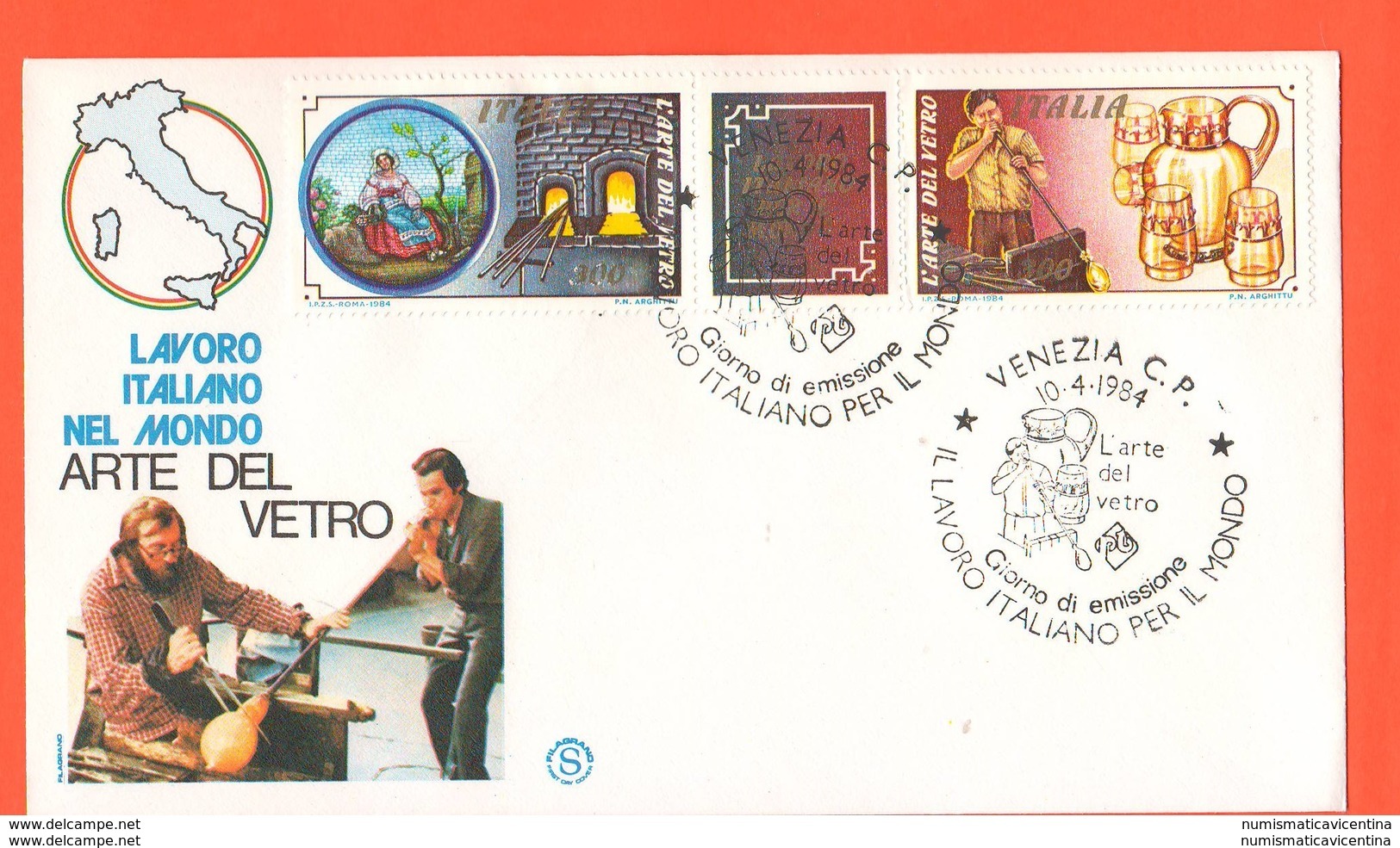 Arte Del Vetro FDC Filagrano Da 300 Lire 1984 Annullo Venezia - FDC