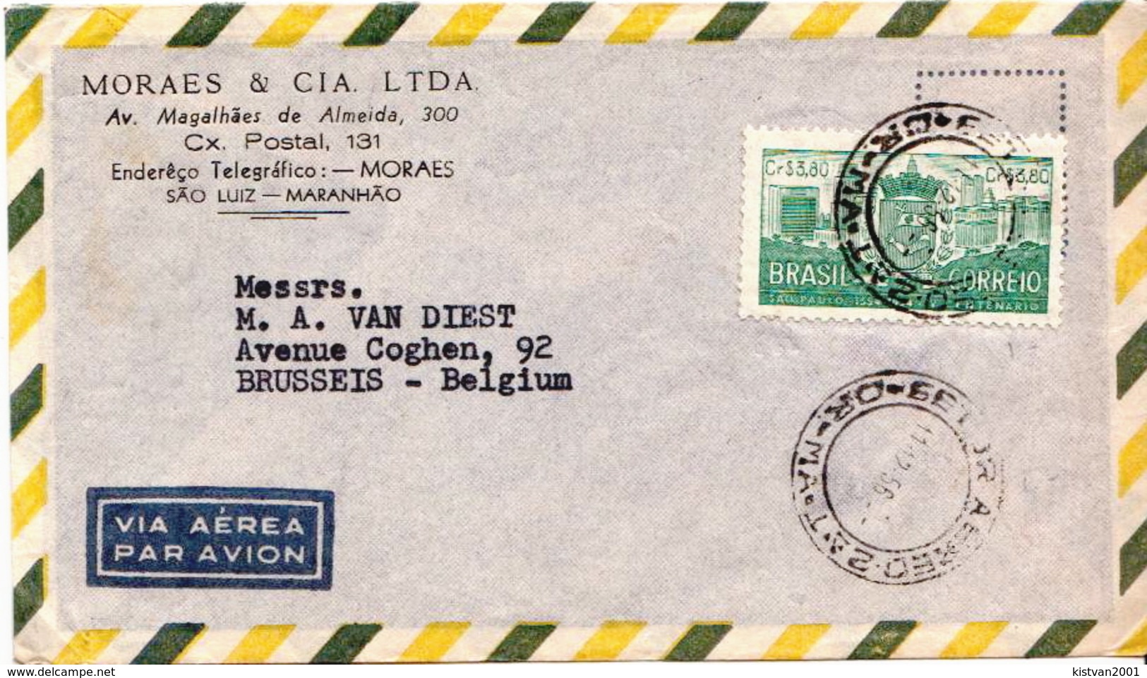 Postal History Cover: Brazil Sao Paulo Set On 4 Covers - Covers & Documents