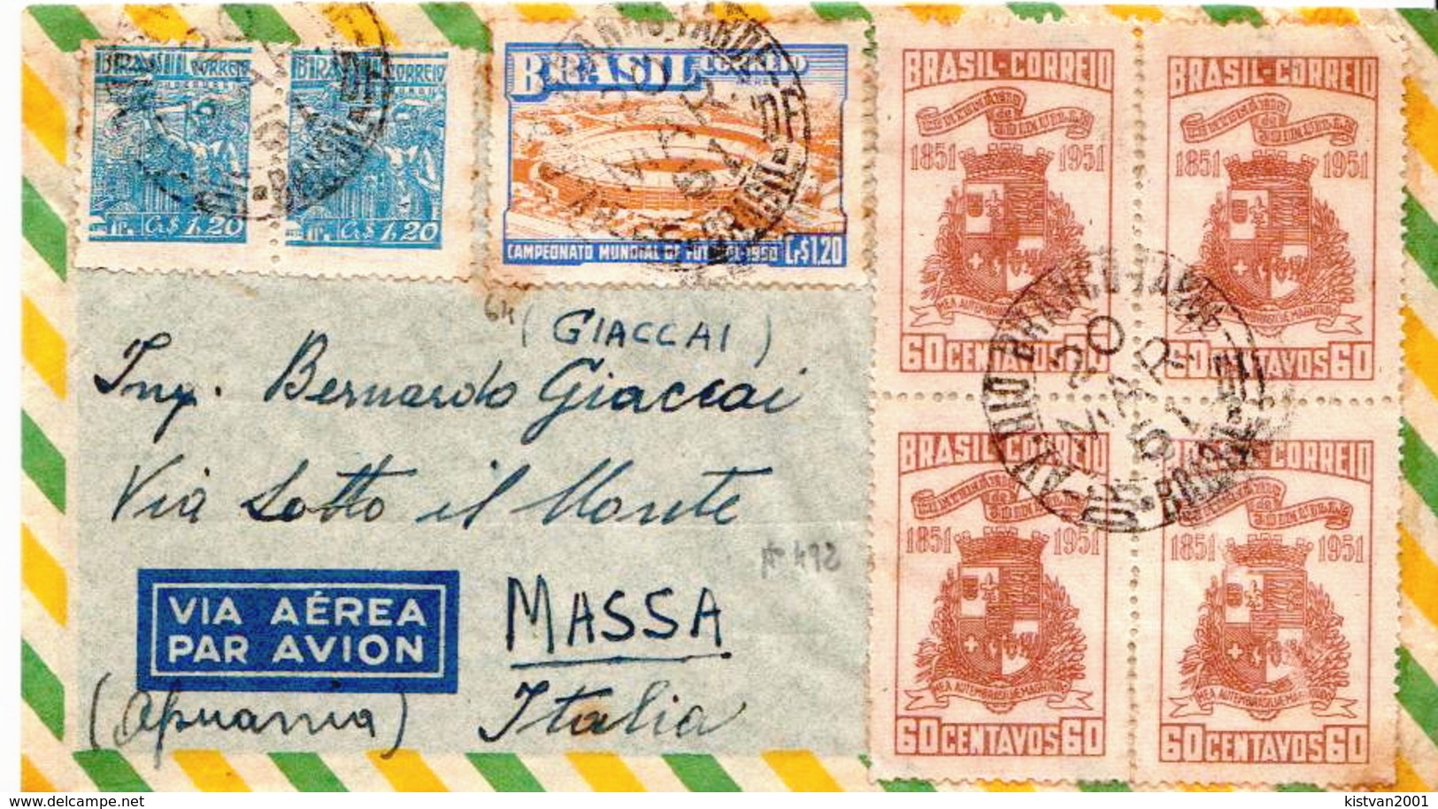 Postal History Cover: Brazil Stamps On Cover - 1950 – Brasil