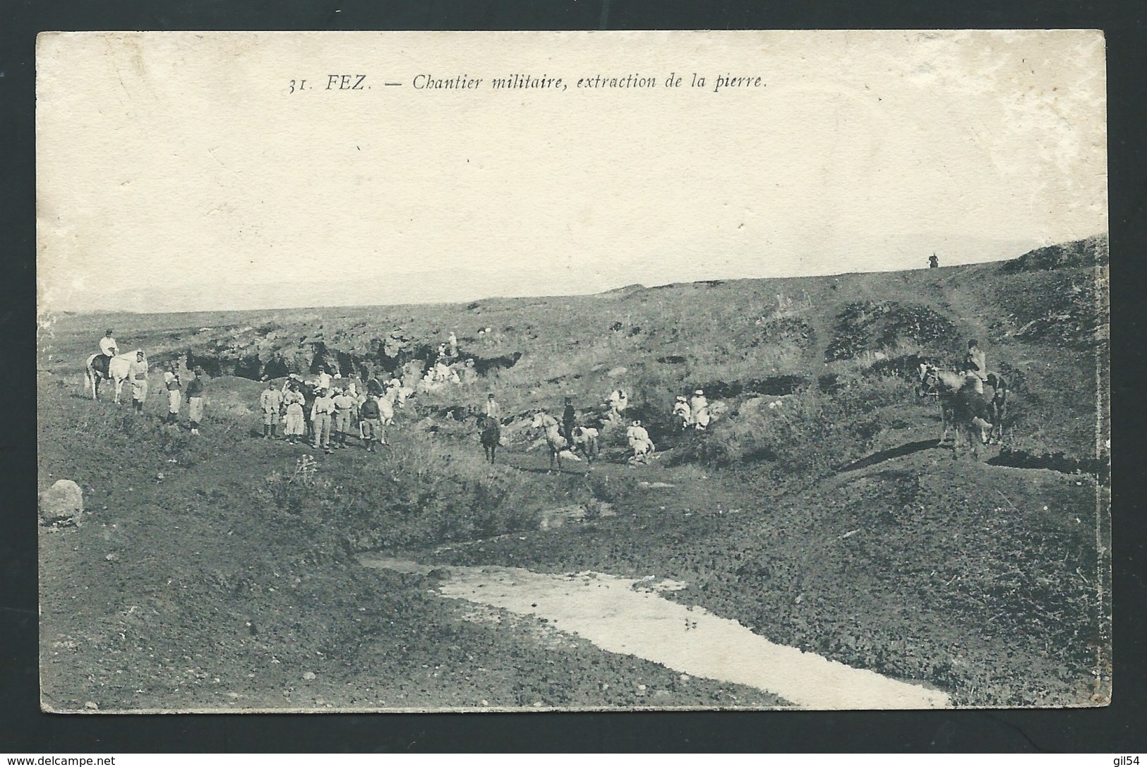 Fez -  Chantier Militaire, Extraction De La Pierre  ( Pelurage Hors Photo Dans L'angle )   - Mbf 35 - Fez (Fès)