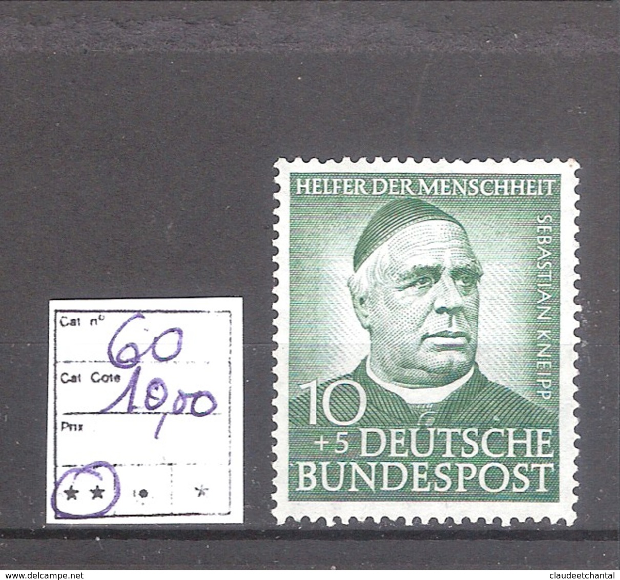 Allemagne RFA  N° 60 ** MNH Cote Yvert & Tellier 2006: 10,00 €. - Neufs