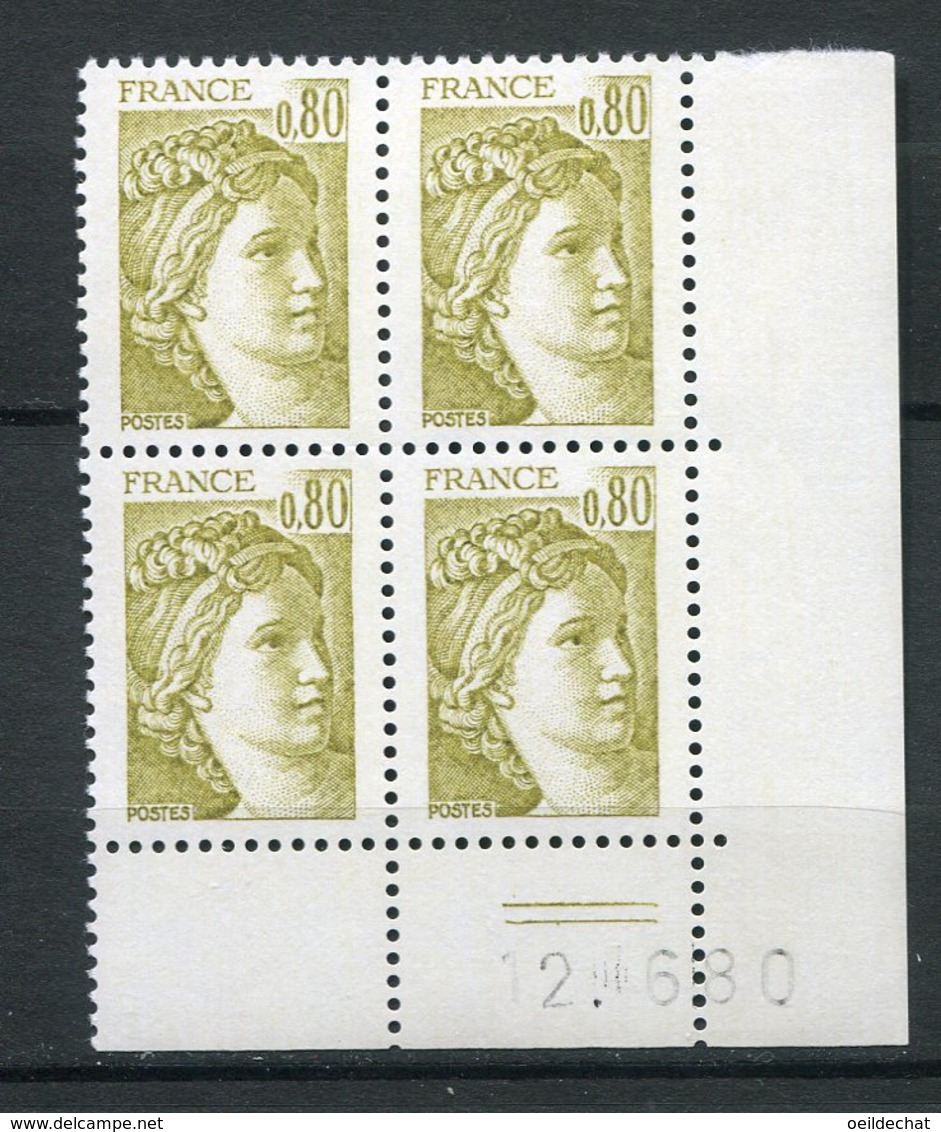 12982 FRANCE  N° 1971 ** 80c. Jaune-olive  Sabine   C.D Du 12.6.80    TB/TTB - 1980-1989