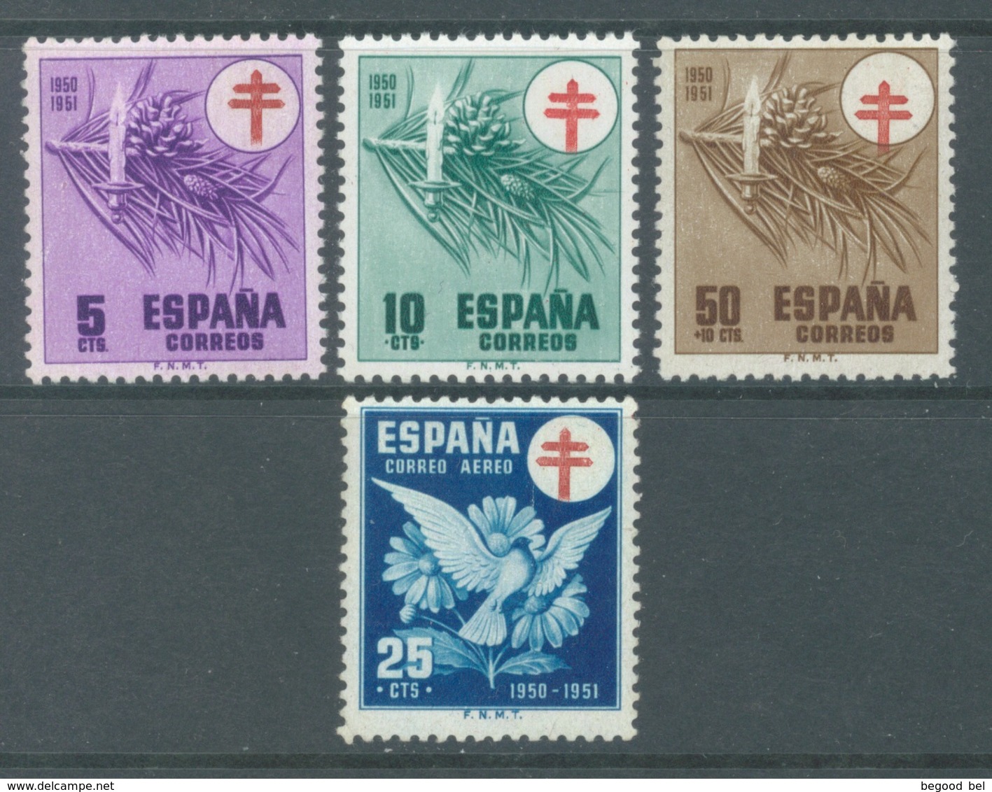 SPAIN - 1950 - MNH/** - ANTITUBERCULEUX - Yv 808-810 PA 247 Edifil 1084-1087 -  Lot 19560 - Ungebraucht