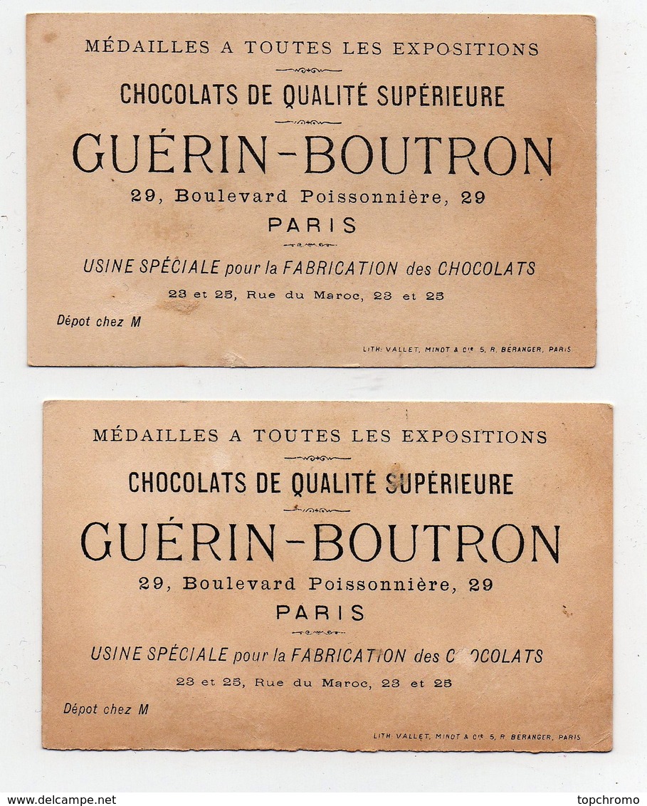 CHROMO Dorée Chocolat Guérin-Boutron Vallet Minot Couple Incroyable Merveilleuse La Chasse Marguerite (2 Chromos) - Guerin Boutron