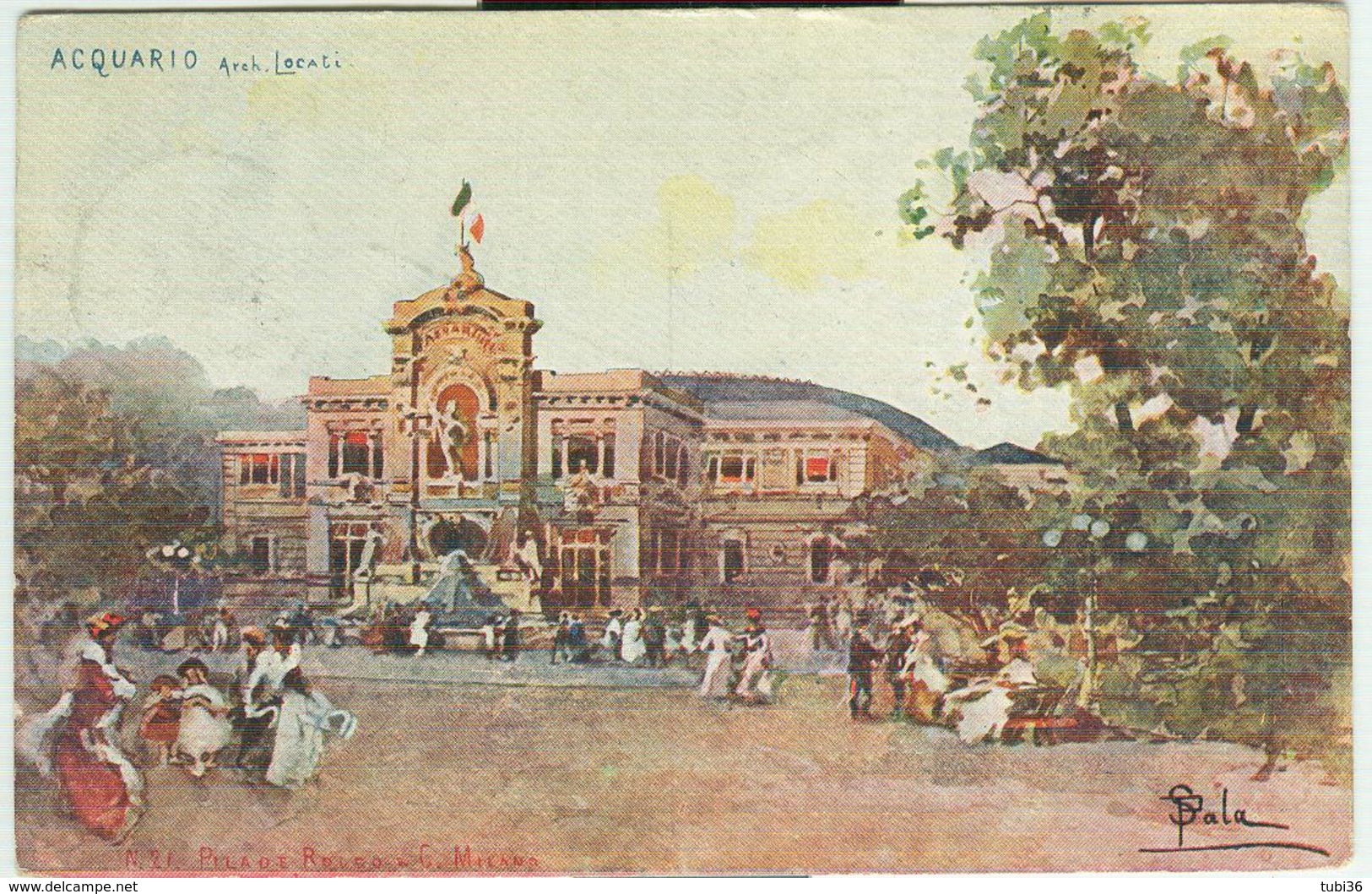 ESPOSIZIONE  DI MILANO 1906 - ACQUARIO -ARCH. LOCATI- VIAGGIATA -TIMBRO POSTE MILANO - NAPOLI - Esposizioni