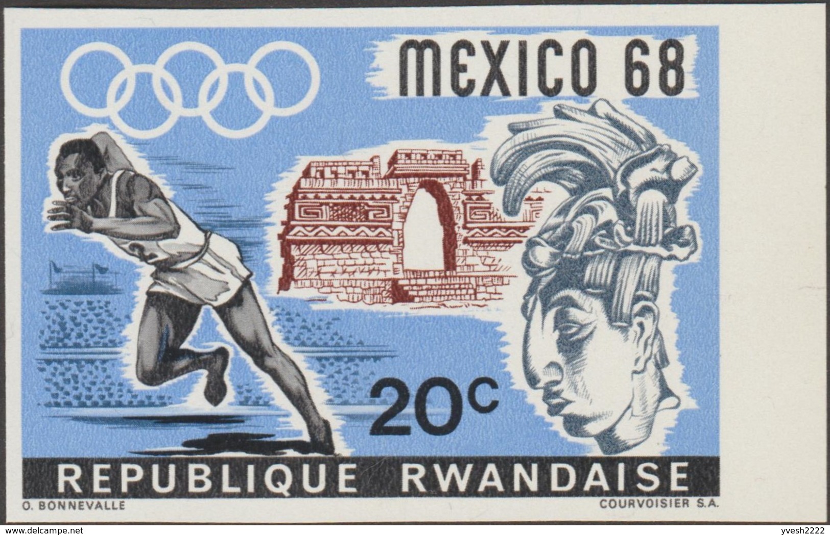 Rwanda 1968 COB 243/6. Non Dentelés. Jeux Olympiques De Mexico. Sports Et Archéologie, Athlétisme - Verano 1968: México