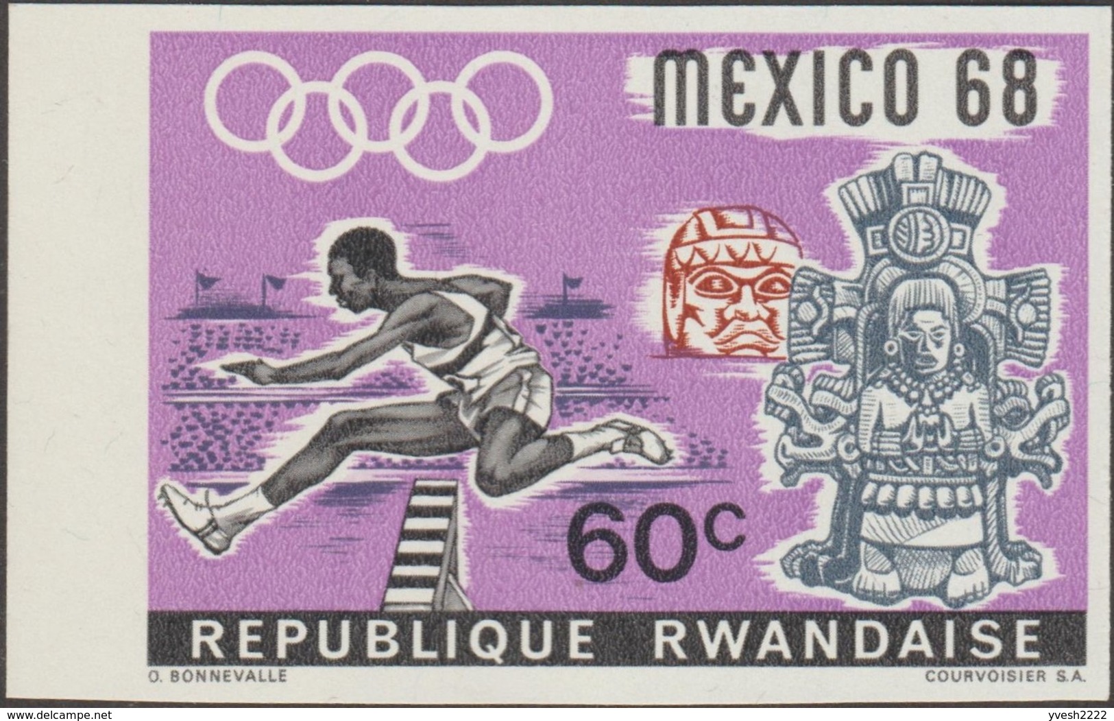 Rwanda 1968 COB 243/6. Non Dentelés. Jeux Olympiques De Mexico. Sports Et Archéologie, Athlétisme - Verano 1968: México