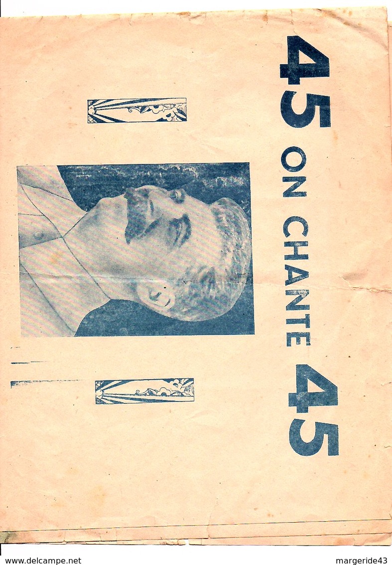 CHANSONS ON CHANTE 45 - Partitions Musicales Anciennes