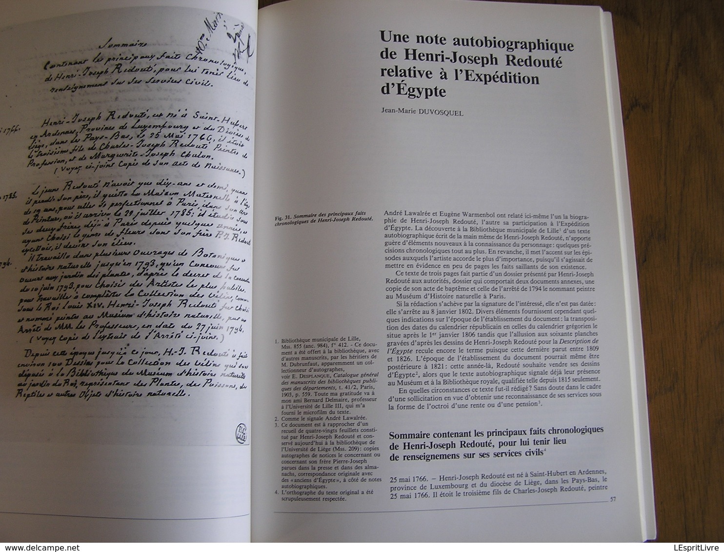 HENRI-JOSEPH REDOUTE & L'Expédition de Bonaparte en Egypte Régionalisme Peintre Animalier Botanique Archéologie Napoléon