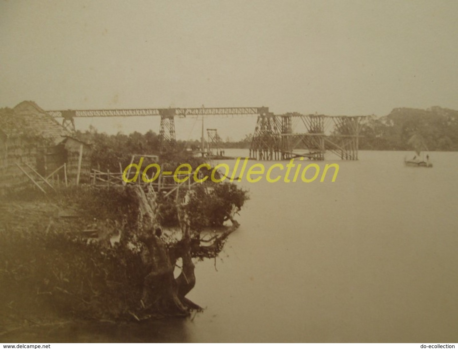 VIETNAM Grande Photographie Ancienne 1883 GUSTAVE EIFFEL Levallois Perret Construction Pont De BEN LUC Photo Indochine - Anciennes (Av. 1900)