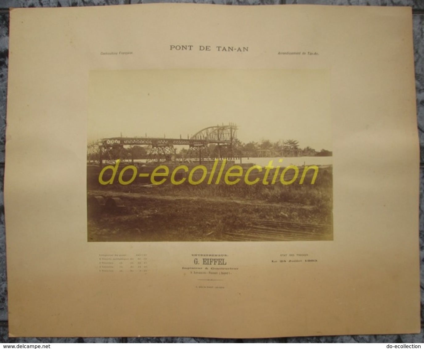 VIETNAM Grande Photographie Ancienne 1883 GUSTAVE EIFFEL Levallois Perret Construction Pont De TAN AN Photo Indochine - Anciennes (Av. 1900)