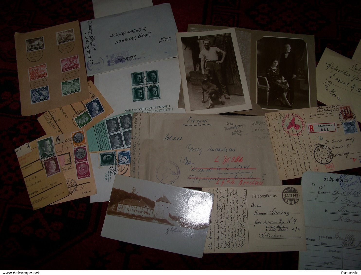 Lot De Documents Et Papiers Divers Allemand Guerre De 1943/45.......cartes Postales , Lettres ,timbres Avec Tampons..... - Documents