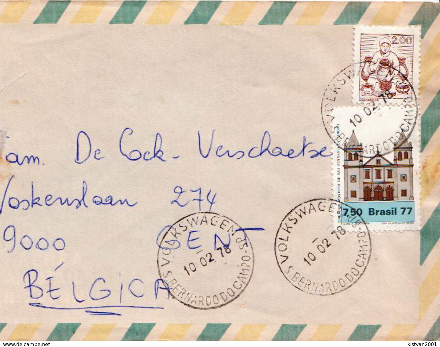 Postal History Cover: Brazil Stamps On 2 Covers - Churches & Cathedrals