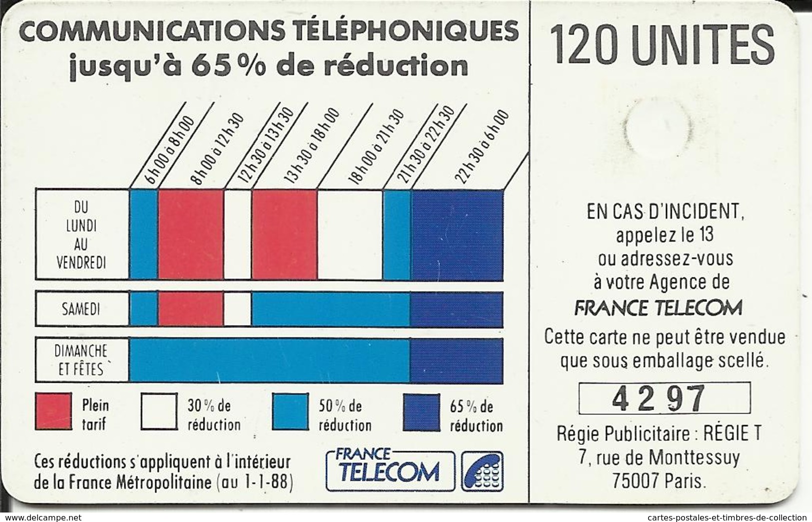 Télécarte 120 U , FRANCE TELECOM , CORDONS , Pour Téléphoner Choisissez Votre Heure , Voir Scans - Cordons'