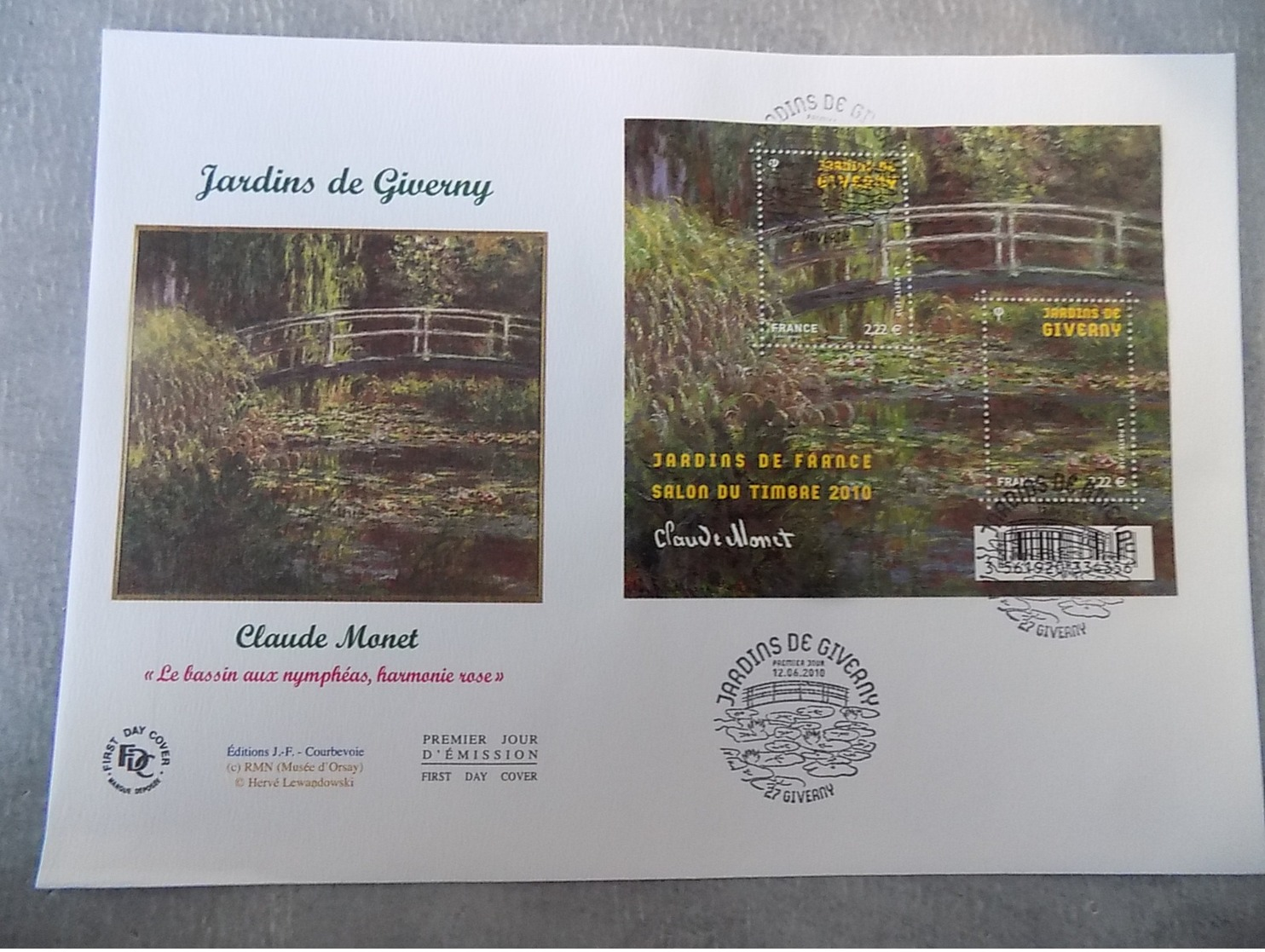 Premier Jour (FDC) Grand Format France 2010 : Les Jardins De Giverny (bloc Feuillet) - 2000-2009