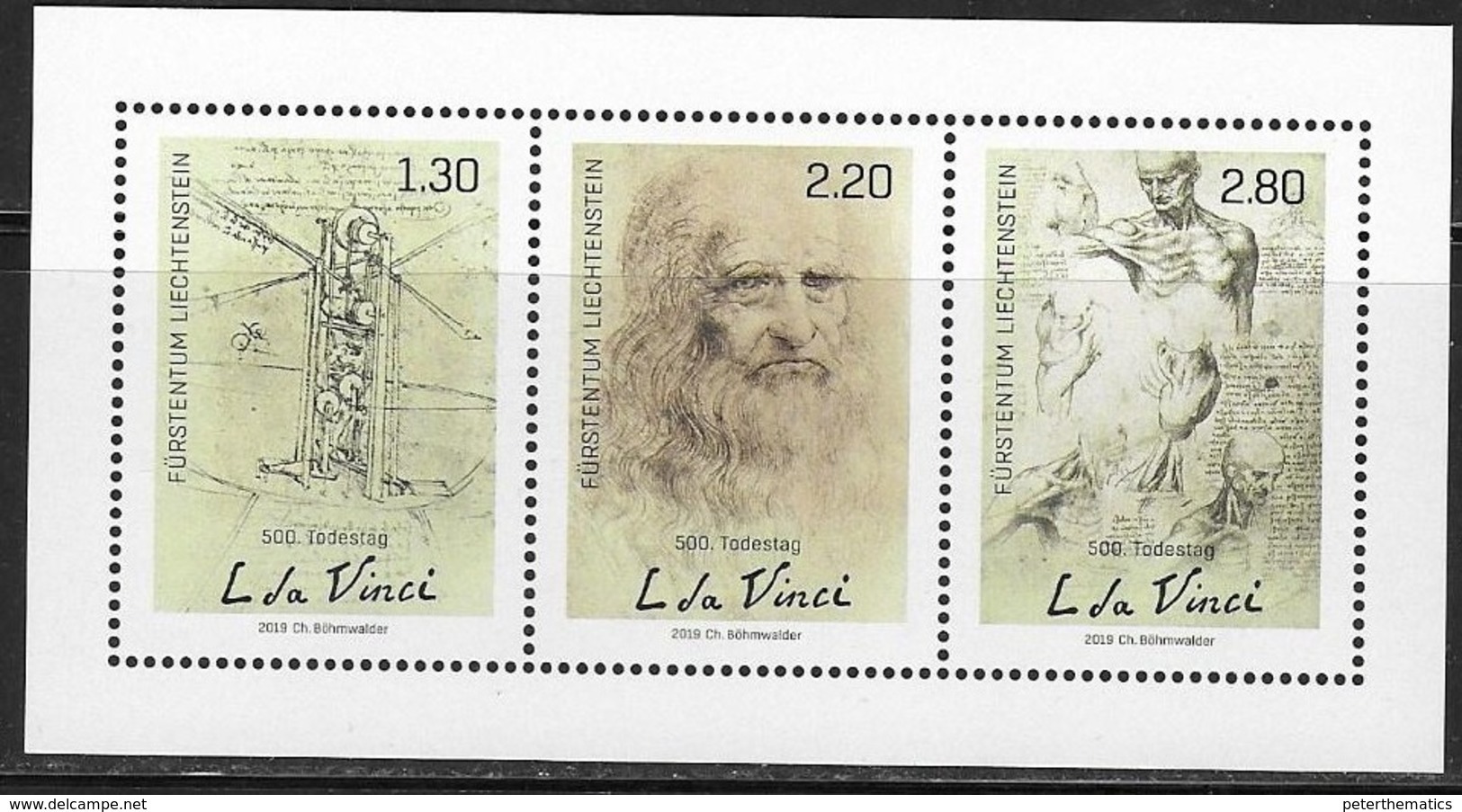 LIECHTENSTEIN, 2019, MNH,LEONARDO DA VINCI, SHEETLET - Otros & Sin Clasificación