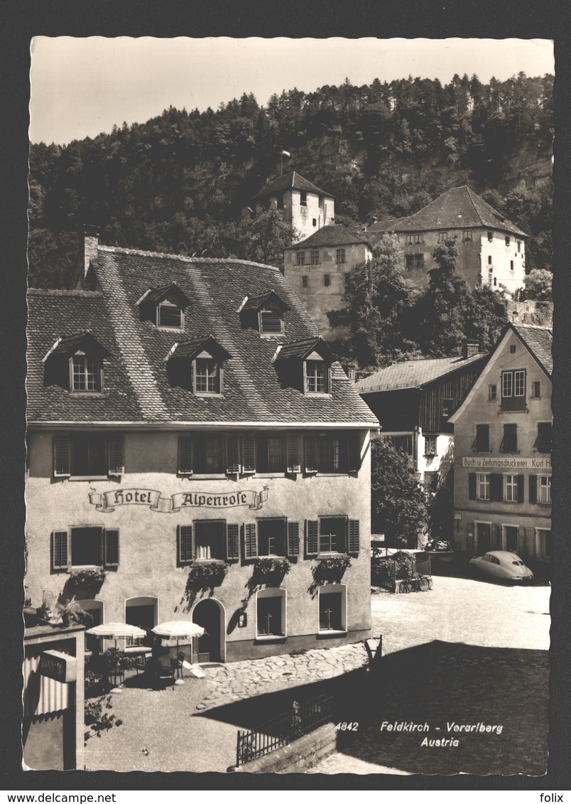 Feldkirch - Hotel Alpenrose / Buch- Und Zeitungsdruckerei - Verlag Foto Rhomberg, Dornbirn - Classic Car - Feldkirch