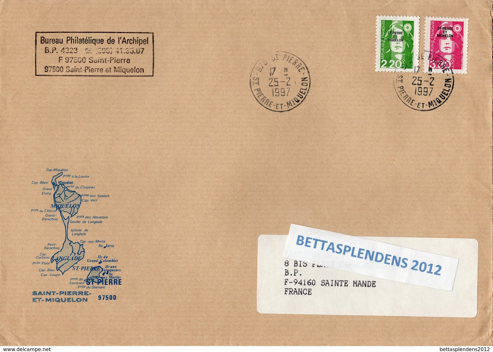 LSC 1997 - Cachet ST PIERRE / ST PIERRE ET MIQUELON Sur Timbres Marianne - Briefe U. Dokumente