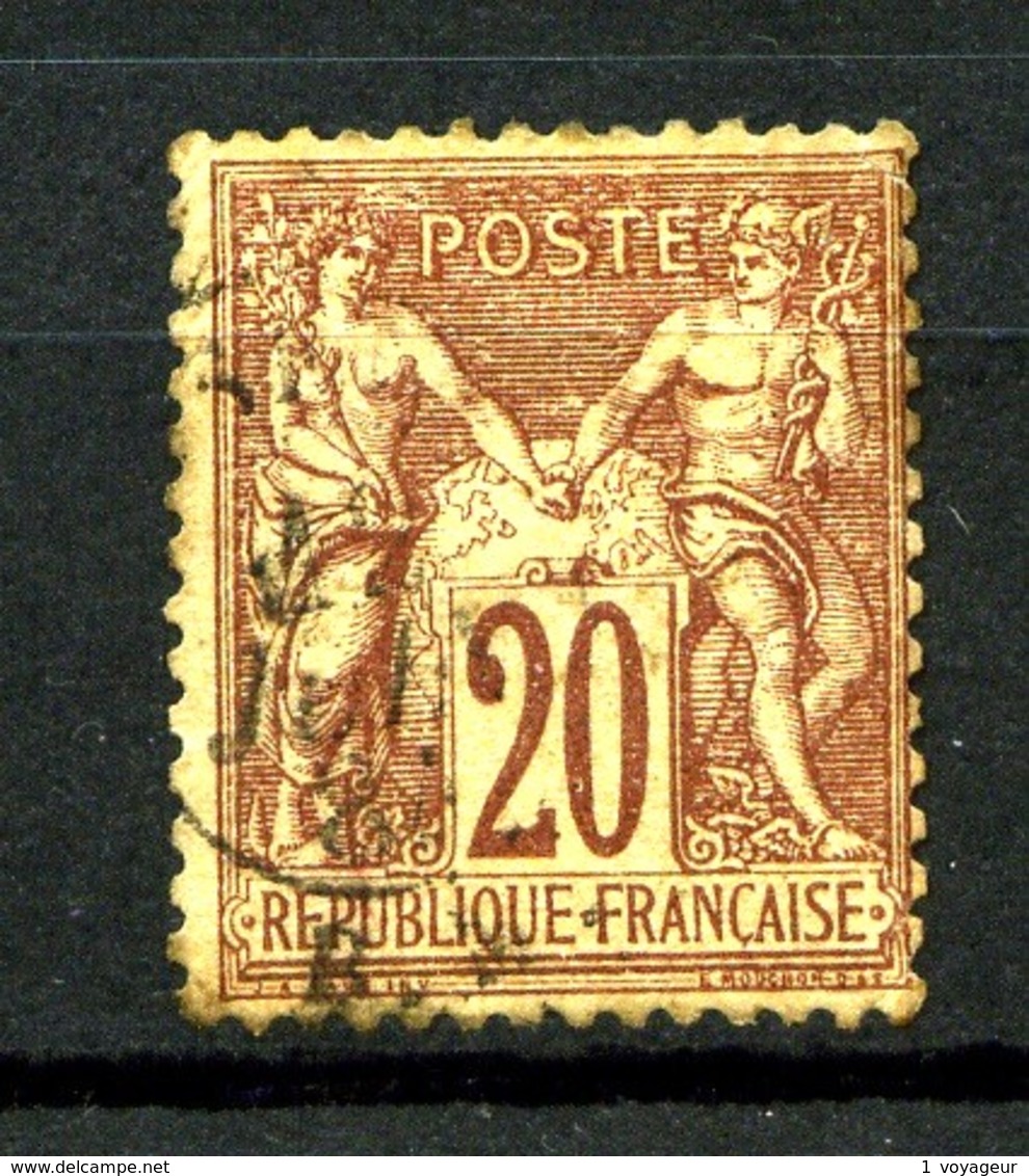 67 - 20c Brun-lilas Sage Type I (N/B) - Oblitéré - Très Beau - 1876-1878 Sage (Type I)