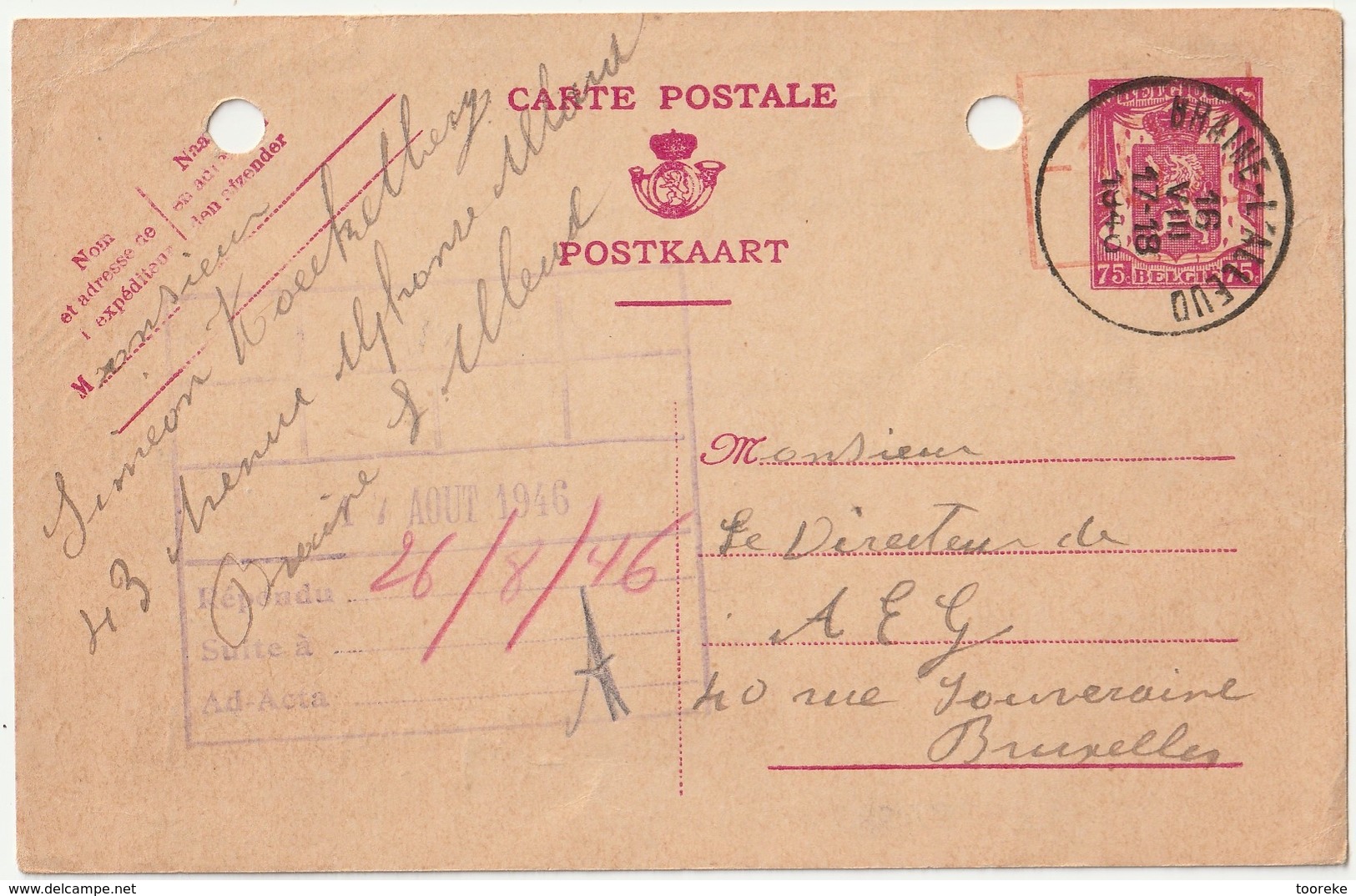 Braine-L'Alleud Pws 128 + -10% - Cartes Postales 1934-1951