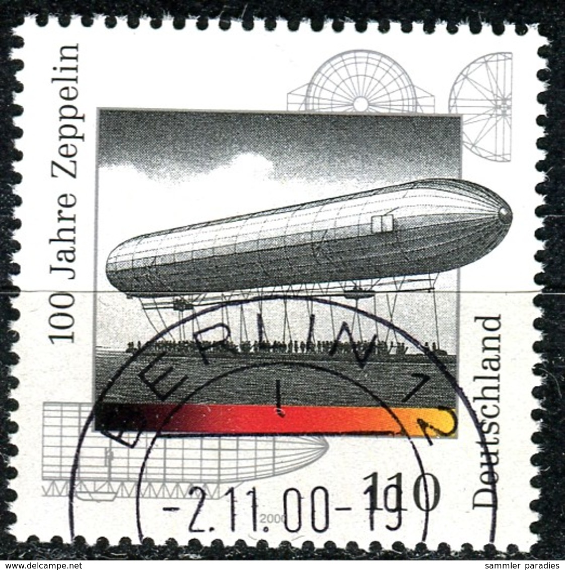 BRD - Mi 2128 - OO Gestempelt  (L) - 110Pf   Zeppelin-Luftschiffe - Usati